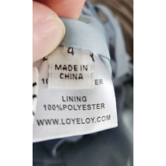 Lavetir Womens Dusty Blue Pleated V-Neck Chiffon Midi Dress Size 4 Lace-Up Back - Picture 11 of 12